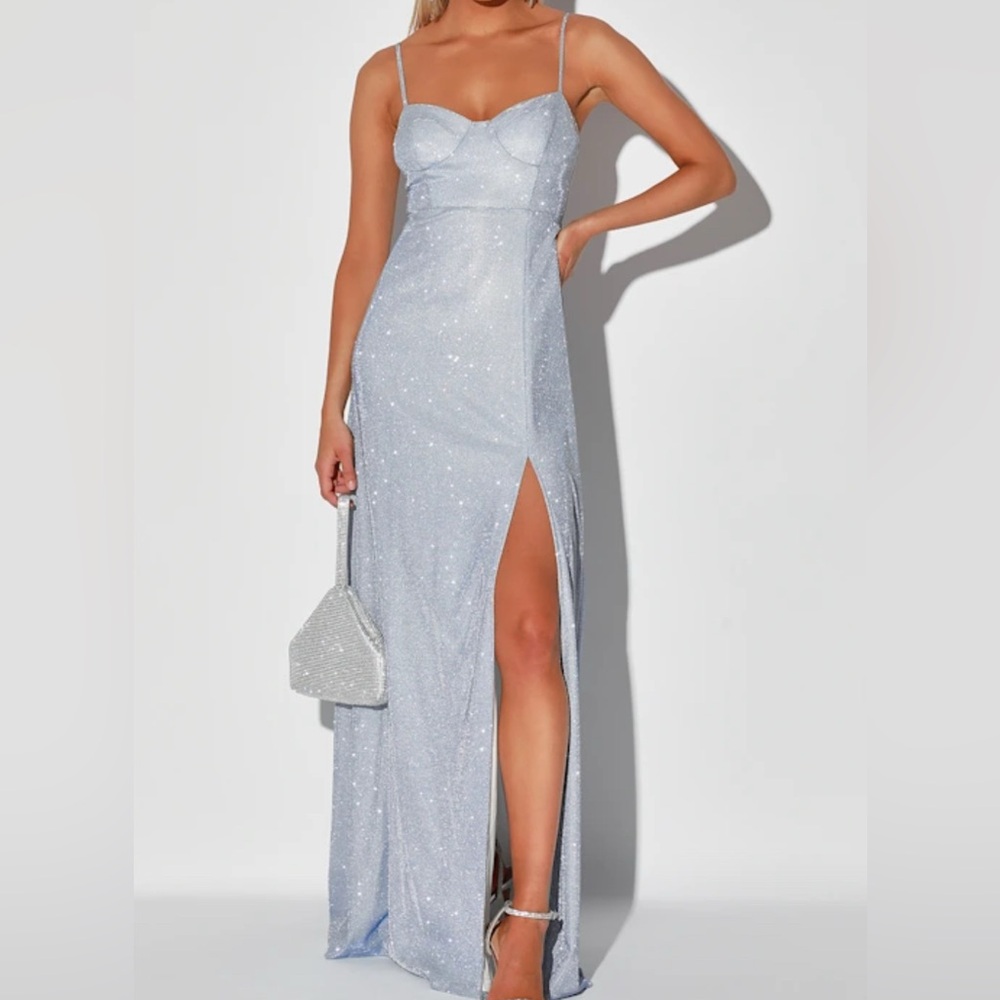 NWT City Triangles Sparkling Silver Maxi Dress